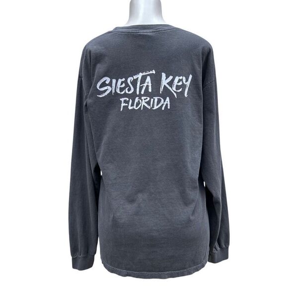 Siesta Key Top Long Sleeve Gray Shirt Large Unisex Comfort Colors Heavyweight - Picture 1 of 12